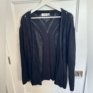 SALE 3/$15 Cloth by RD black knitted open front cardigan with see through design